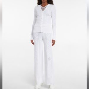 MARINE SERRE Lunar-Pointelle Knit Relaxed Pants & Cardigan XS